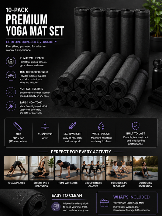 Premium Yoga Mat Bundle-10 Pack
