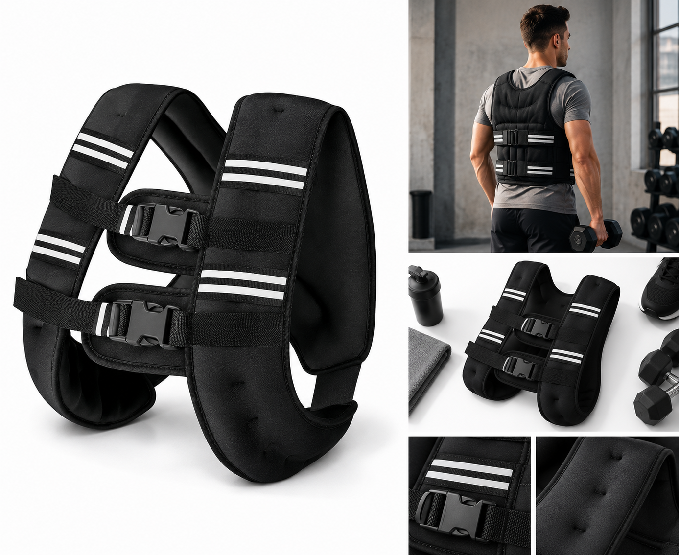 Reflective Adjustable Weighted Vest for Strength Training, Running, Walking & Fitness