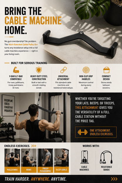 Multi-Function Cable Pulley Bar – Home Gym Strength Attachment