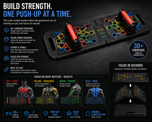 Color-Coded Push-Up Board – 30-in-1 Home Workout System