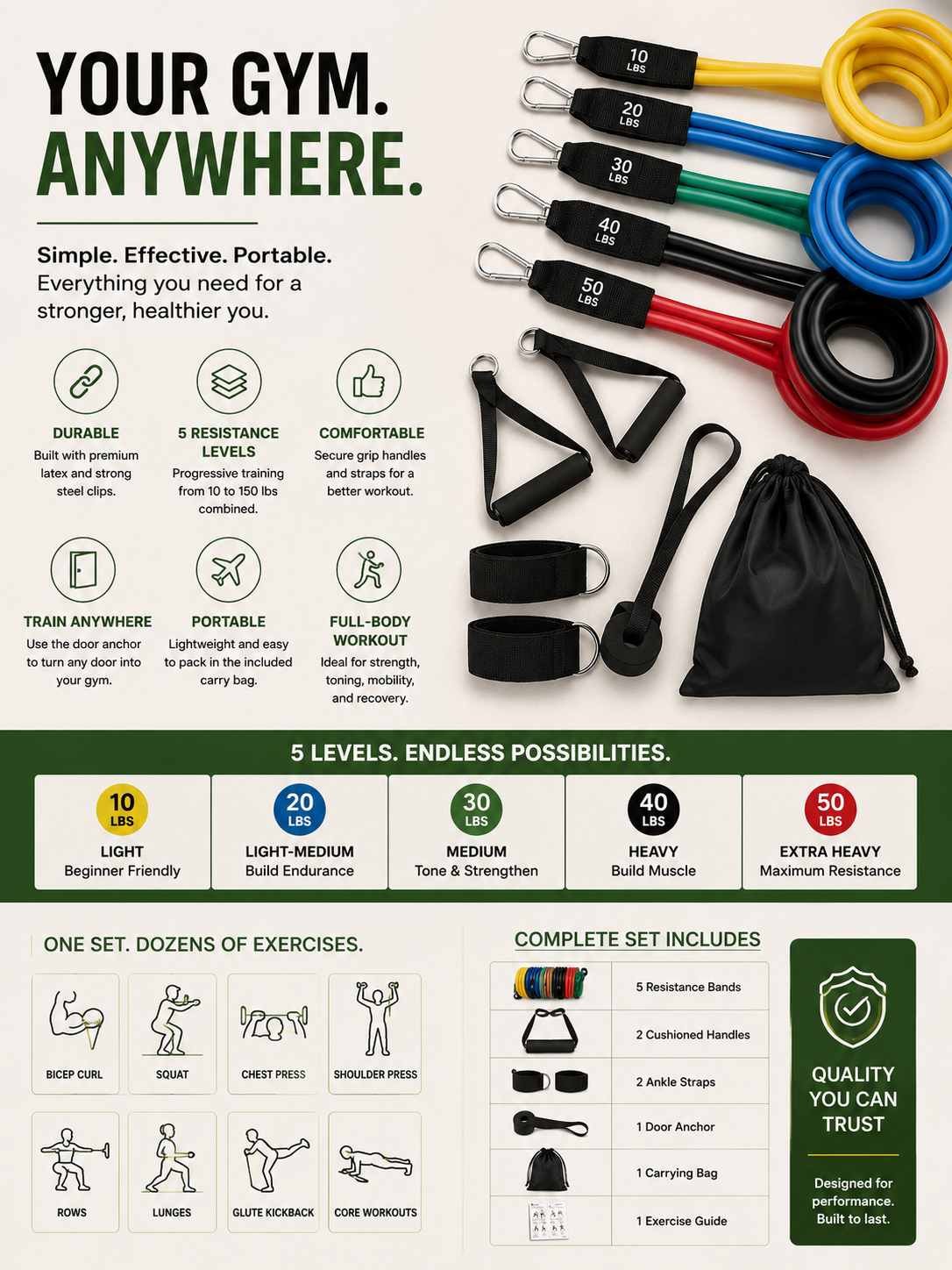 Premium Resistance Bands Set – Your Complete Portable Home Gym
