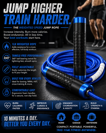 Weighted Speed Jump Rope – 1lb Cardio & MMA Training Rope