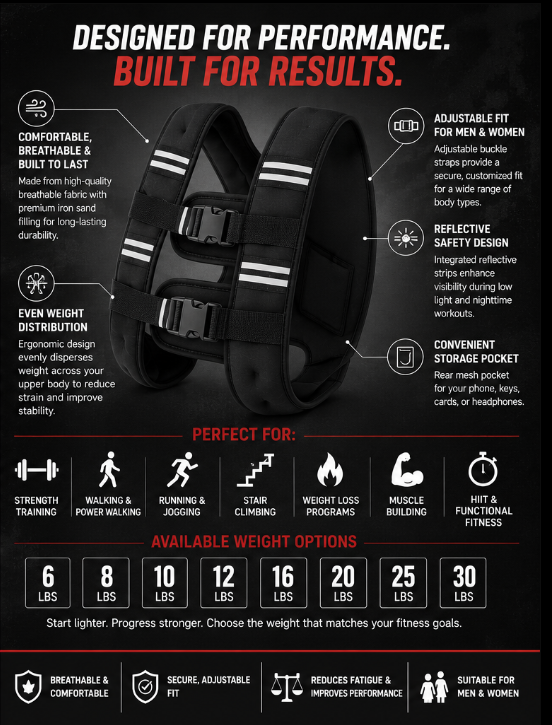 Premium Adjustable Workout Weight Vest for Cardio, Endurance & Strength Training