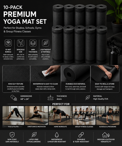 Premium Yoga Mat Bundle-10 Pack